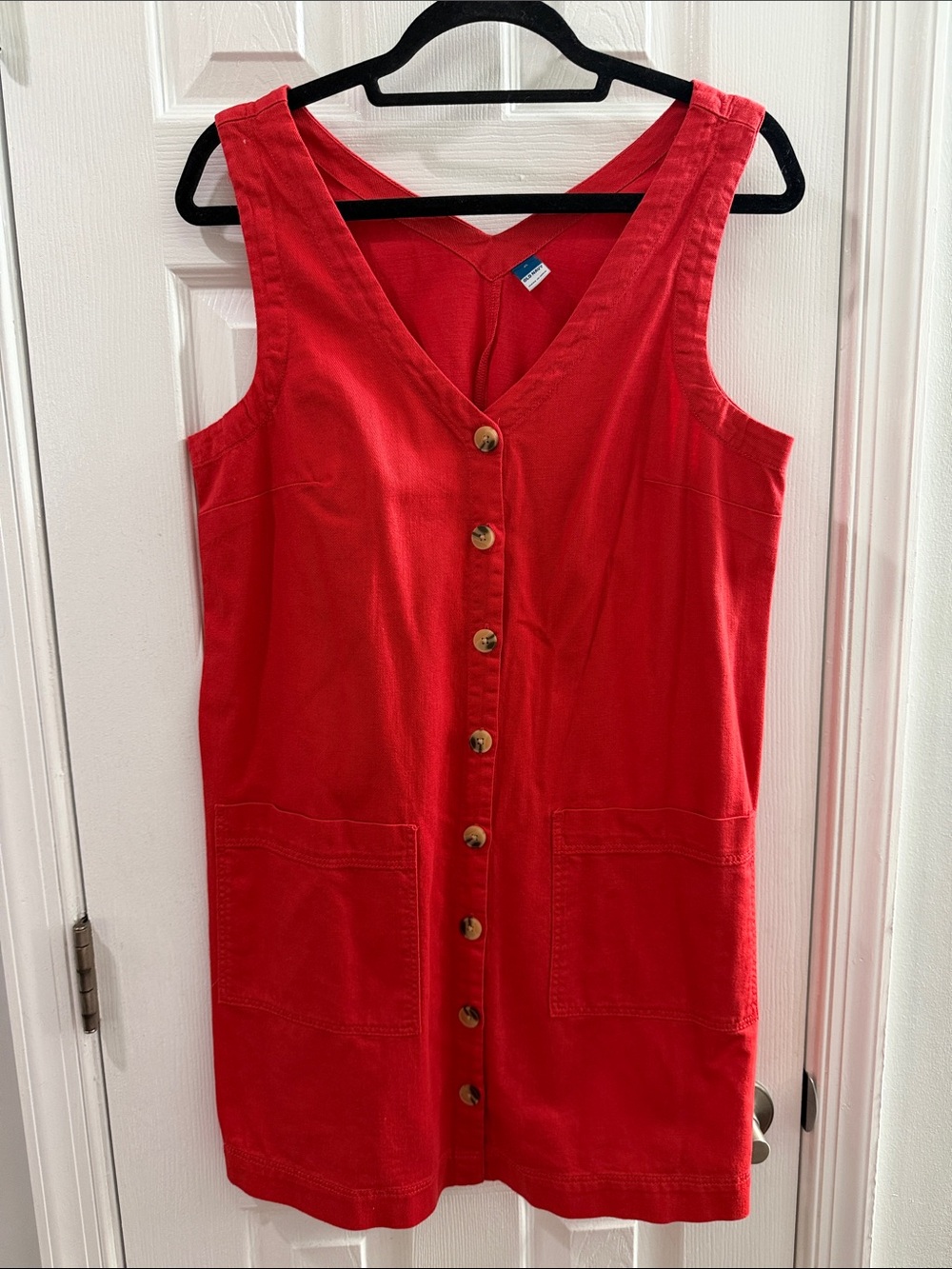 Red Button-Front Women's Dress
